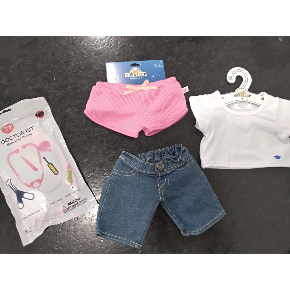 Build-A-Bear Workshop Clothes Set & Just‎ Pretending 5PC Doctor Kit Playset NWT